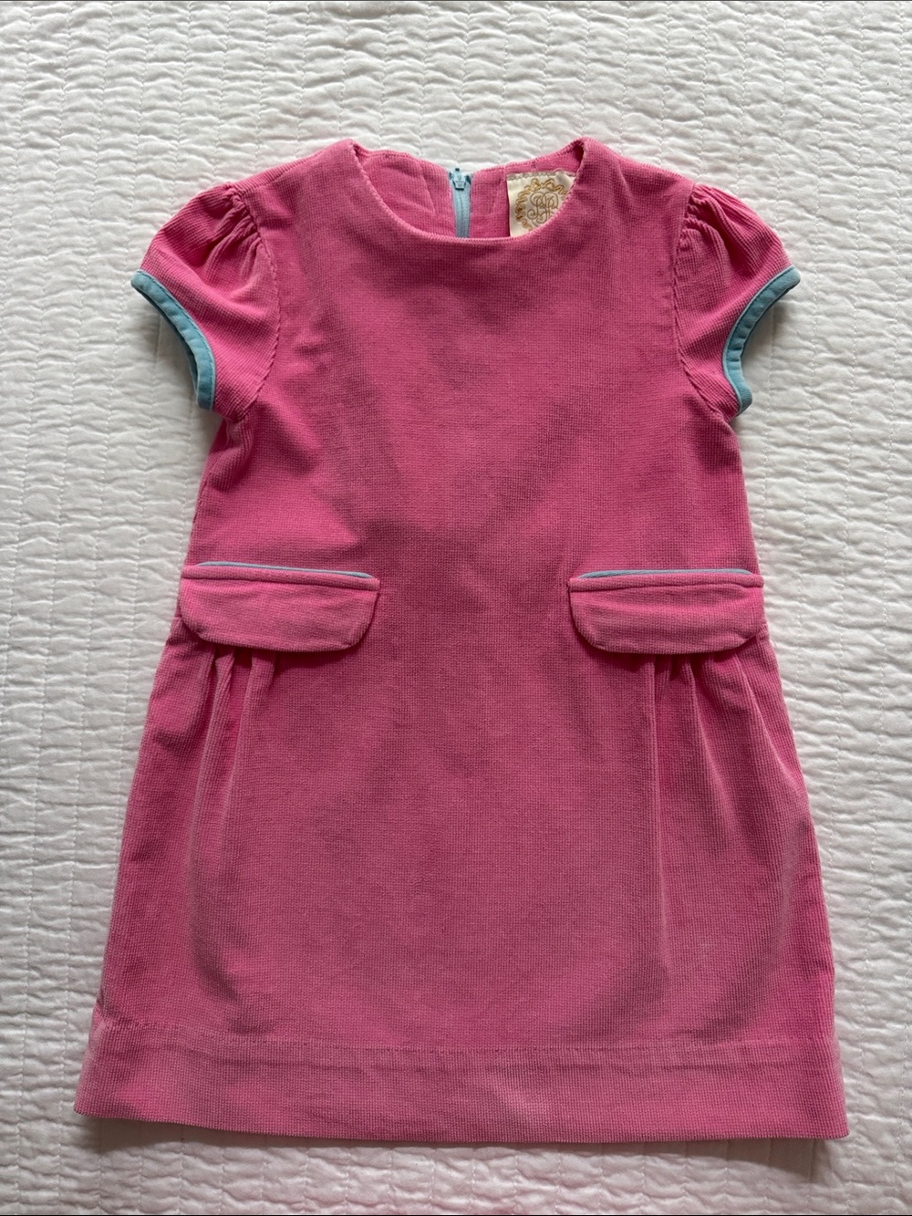 TBBC Girls Pink Short Sleeve Dress with Contrast Trim